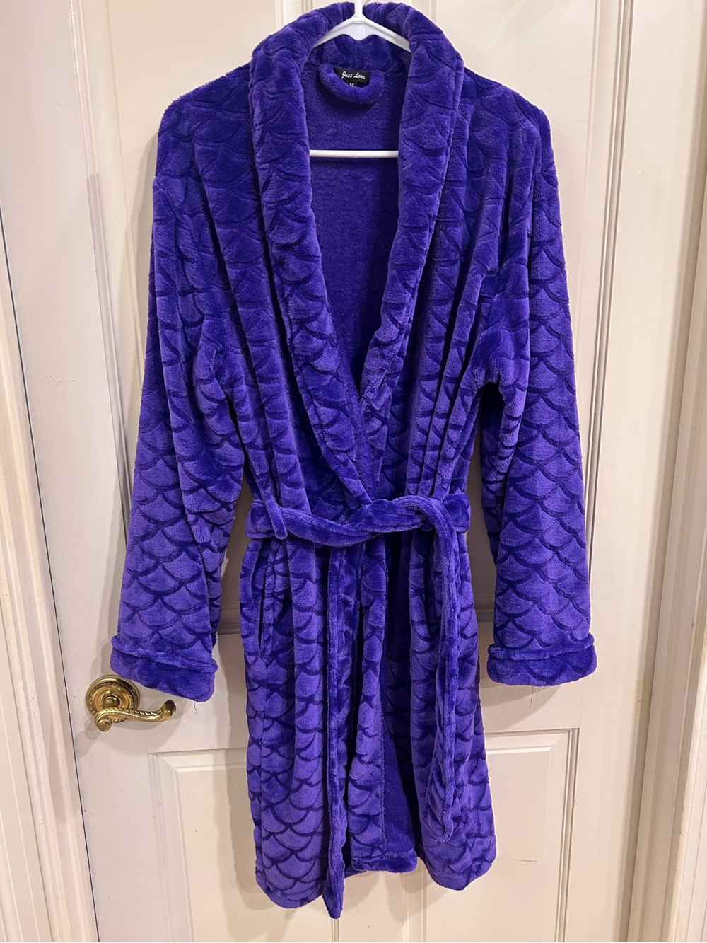 Just Love Women's Plush Robe Purple Medium Belted Shawl Collar